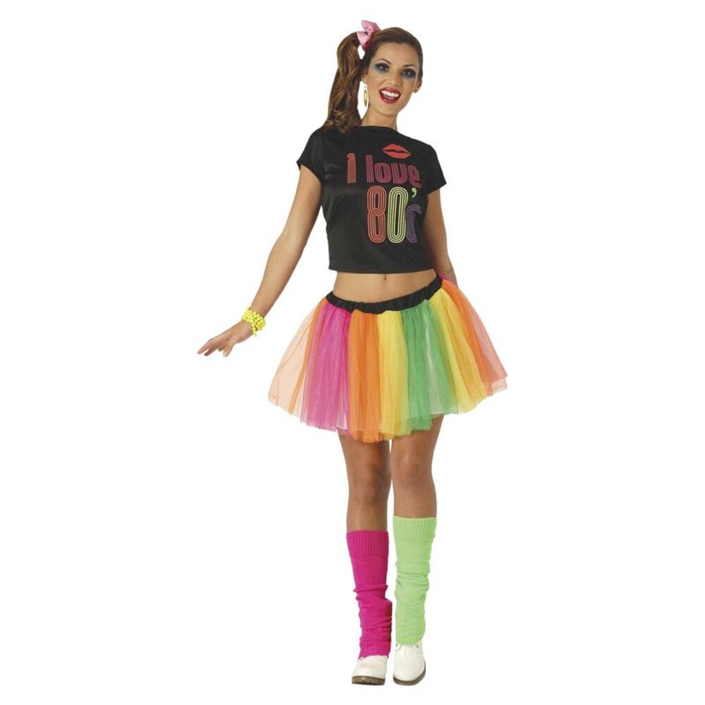 Fiestas Guirca Womens/Ladies I love 80�'s Costume / Black/Multicolored